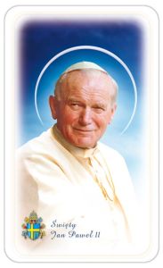 Obrazki święte z modlitwą do Świętego Jana Pawła II
