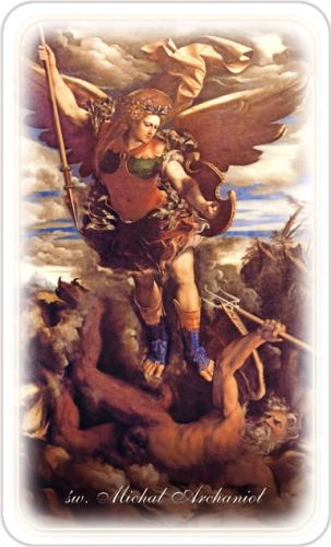 brazki święte z modlitwą do Świętego Michała Archanioła