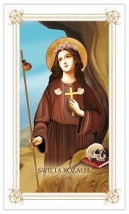 Obrazki święte z modlitwą do Świętej Rozalii - patronki chroniącej od zarazy