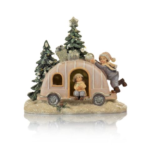 Figurka świąteczna - świecąca - auto - Boże Narodzenie