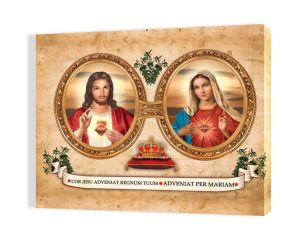 Obraz religijny na płótnie Serce Jezusa i Serce Maryi