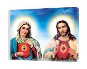 Obraz religijny na płótnie Serce Maryi i Serce Jezusa
