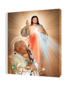 Obraz religijny na płótnieJezus Ufam Tobie, Jezus Miłosierny, Papież Jan Paweł II