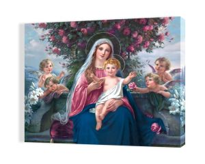 Obraz religijny na płótnie Matka Boża z Dzieciątkiem Jezus i aniołami