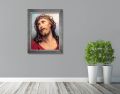 Obraz religijny na płótnie Jezus Chrystus Umęczony w srebrnej ramie