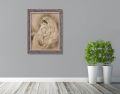 Obraz religijny na płótnie Matka Boża z Dzieciątkiem Jezus w brązowej ramie vintage
