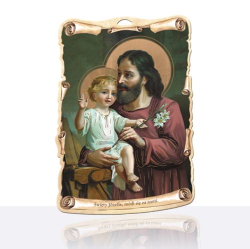Obrazek drewniany z modlitwą do Świętego Józefa