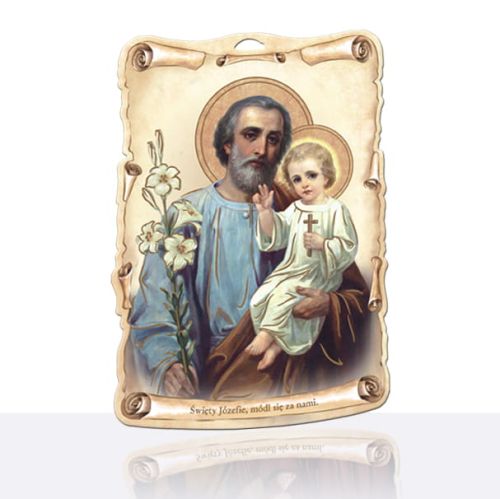 Obrazek drewniany z modlitwą do Świętego Józefa