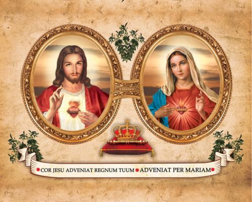 Plakat religijny Serce Jezusa i Serce Maryi