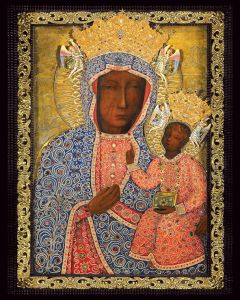 Plakat religijny Matka Boża Częstochowska w sukni perłowej