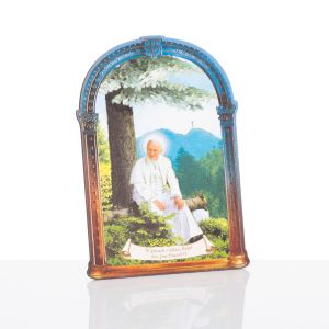 Obrazki religijne Święty Jan Paweł II w górach - z podstawką - 5 szt.