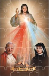 Puzzle Jezus Miłosierny, Jan Paweł II i Siostra Faustyna