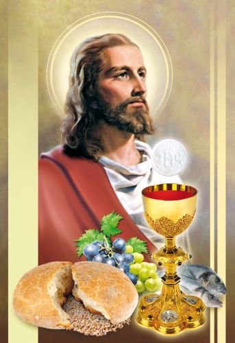 Emblemat eucharystyczny plakat Boże Ciało Pierwsza Komunia Święta