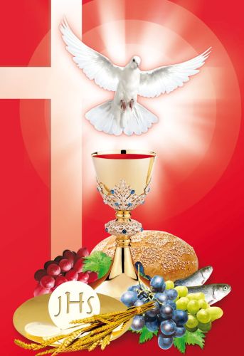 Emblemat eucharystyczny plakat Boże Ciało Pierwsza Komunia Święta