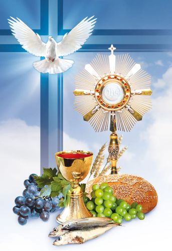 Emblemat eucharystyczny plakat Boże Ciało Pierwsza Komunia Święta