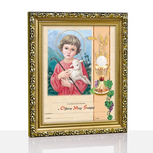 Obrazki Komunijne w ramce - Jezus Chrystus Dobry Pasterz