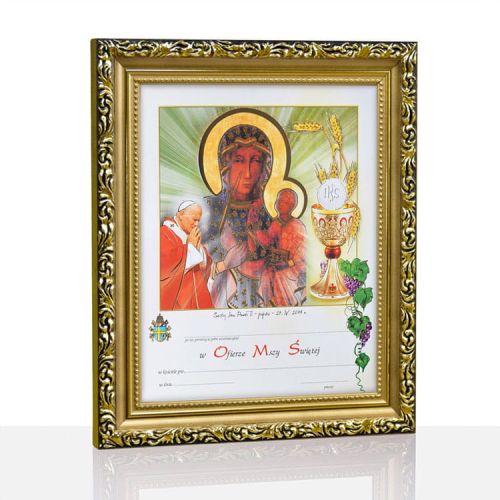Pamiątka Pierwszej Komunii Świętej - Matka Boża Częstochowska i Święty Jan Paweł II