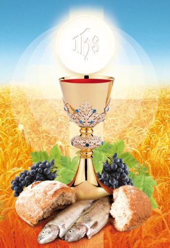 Emblemat eucharystyczny plakat Boże Ciało Pierwsza Komunia Święta