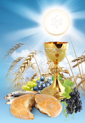 Emblemat eucharystyczny plakat Boże Ciało Pierwsza Komunia Święta