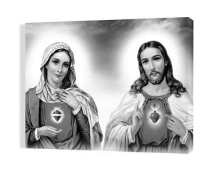Obraz religijny na płótnie Serce Maryi i Serce Jezusa