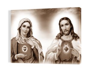 Obraz religijny na płótnie Serce Maryi i Serce Jezusa