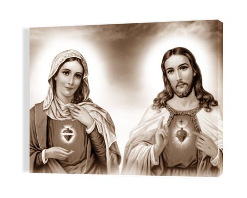Obraz religijny na płótnie Serce Maryi i Serce Jezusa
