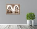 Obraz religijny na płótnie Serce Maryi i Serce Jezusa w ramie ornamentowej