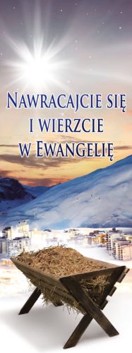 Baner na Boże Narodzenie "Nawracajcie się i wierzcie" 75x200cm