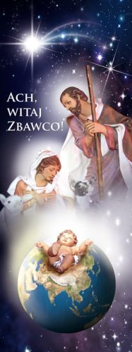 Baner na Boże Narodzenie "Ach, witaj zbawco!" 75x200 cm