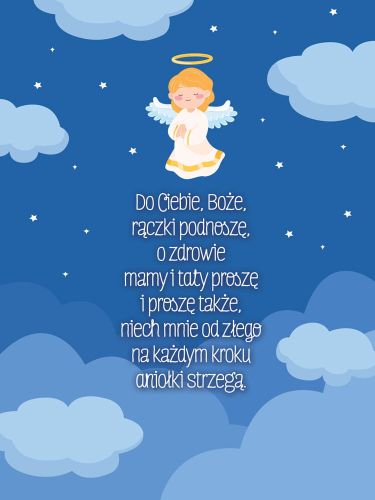 Obraz dla dzieci z modlitwą - Do Ciebie Boże rączki podnoszę