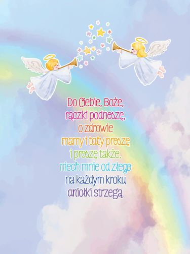 Obraz dla dzieci z modlitwą - Do Ciebie Boże rączki podnoszę
