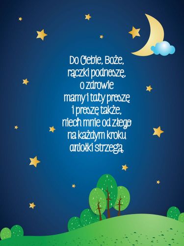 Obraz dla dzieci z modlitwą - Do Ciebie Boże rączki podnoszę
