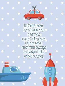 Obraz dla dzieci z modlitwą - Do Ciebie Boże rączki podnoszę