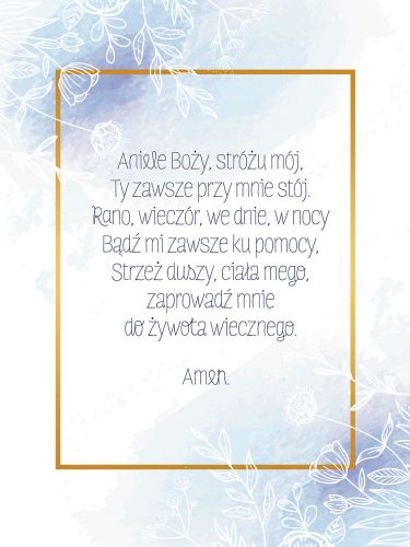 Obraz dla dzieci z modlitwą - Aniele Boży, Stróżu mój