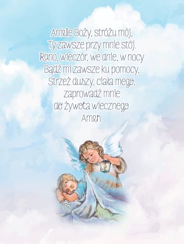 Obraz dla dzieci z modlitwą - Aniele Boży, Stróżu mój
