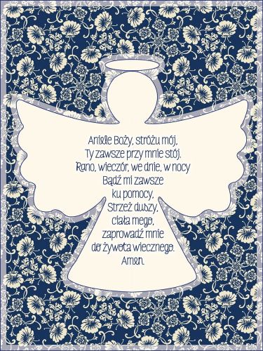 Obraz dla dzieci z modlitwą - Aniele Boży, Stróżu mój