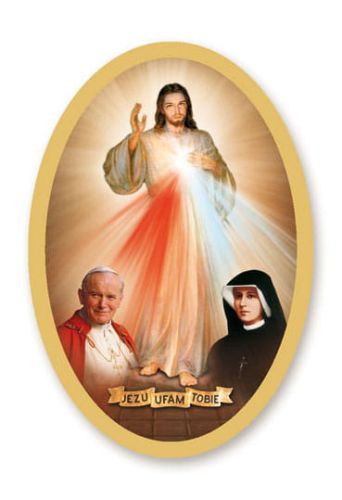 Naklejka na świece Jezu Ufam Tobie, św. S. Faustyna, JPII