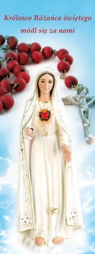 Baner na Różaniec "Królowo różańca świętego módl się .." 75x200cm