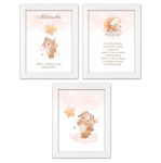 Zestaw 3 obrazków dla dzieci modlitwa, metryczka z personalizacją