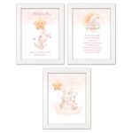 Zestaw 3 obrazków dla dzieci modlitwa, metryczka z personalizacją