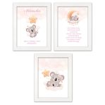 Zestaw 3 obrazków dla dzieci modlitwa, metryczka z personalizacją