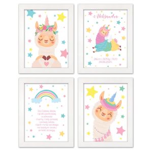Zestaw 4 obrazków dla dzieci modlitwa, metryczka z personalizacją