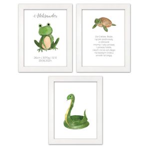 Zestaw 3 obrazków dla dzieci modlitwa, metryczka z personalizacją