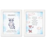 Zestaw 2 obrazków dla dzieci modlitwa, metryczka z personalizacją