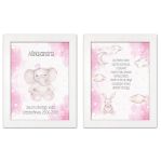 Zestaw 2 obrazków dla dzieci modlitwa, metryczka z personalizacją