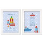 Zestaw 2 obrazków dla dzieci modlitwa, metryczka z personalizacją