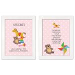 Zestaw 2 obrazków dla dzieci modlitwa, metryczka z personalizacją