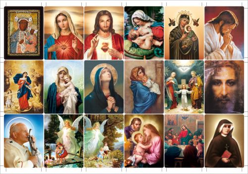 Naklejki religijne Serce Jezusa, Serce Maryi, Całun i Anioł Stróż i wiele innych - 25 arkuszy