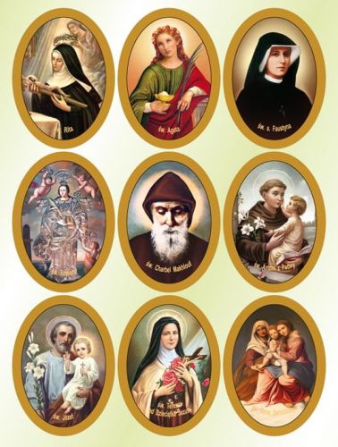 Naklejki religijne Święta Rita, Święty Antoni, Święty Józef, Święta Teresa - 25 arkuszy