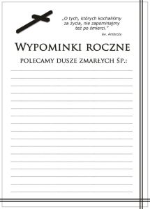 Wypominki Roczne - 250 arkuszy